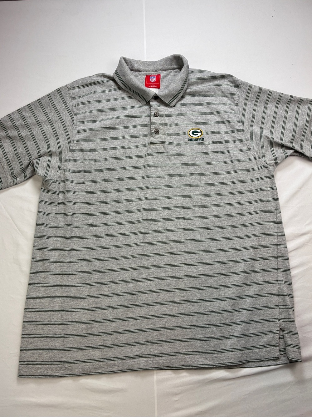 NFL Green Bay Packers Gray Striped Polo Men’s 2XL